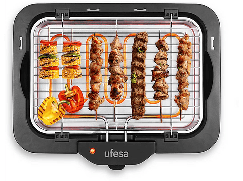 Barbacoa - Ufesa Sintra, 2300 W, Eléctrica, 2 niveles de cocción, Negro
