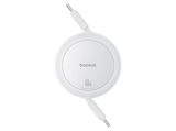 Cable USB-C - Baseus Free2Pull, Retráctil, Tipo C a Tipo C, Cable de 100 cm, Universal, 60W, Blanco Luna