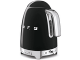 Hervidor de agua - Smeg KLF04BLEU, 1.7 l, Retro, 2400 W, Con cable, Acero inoxidable, Rotación 360º, Negro