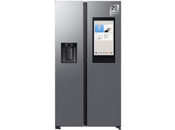 Frigorífico americano - Samsung Family Hub Bespoke AI RS90F66BETEF, Twin Cooling, 178.4 cm, 614 l, Dispensador agua y hielo, Balda botellero, Inox