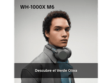 Auriculares inalámbricos - Sony WH-1000XM6, Cancelación ruido, 30h Autonomía, Hi-Res, Carga Rápida, Cómodo, Plegable, iOS/Android, Verde oliva