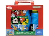 Pack Merchandising - Sherwood Set de fiambrera rectangular y botella sport de Mickey, 380 ml, Plástico