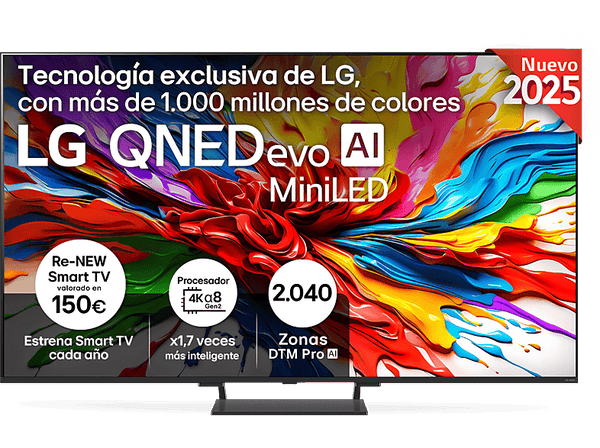 TV QNED 65" - LG 65QNED93A6A, UHD 4K, Procesador Inteligente α8 AI Processor 4K Gen2, Smart TV, DVB-T2 (H.265), Negro