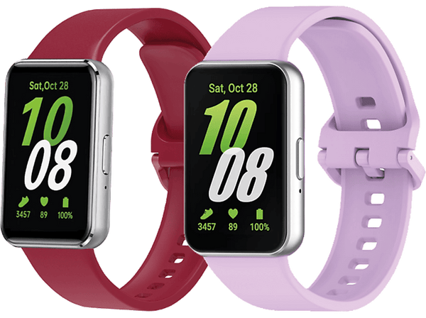 Pack Correas - Friendly License FRSWB105, Silicona, Compatible con Samsung Galaxy Watch Fit 3, Vino y Lila