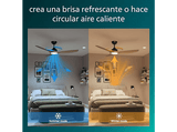 Ventilador de techo - Philips Olas 32 W + 24 W, LED, 3 Velocidades, Negro/Madera