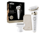 Depiladora - Braun Silk·épil 9 Flex 9-030 3D, En seco y en mojado, Cabezal flexible en 3D, Piel suave duradera, 2 accesorios adicionales, Oro