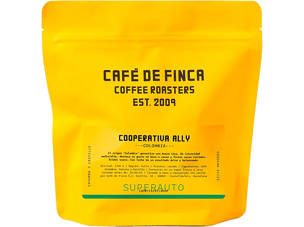 Café en grano - Café de Finca Colombia Cooperativa Ally, Colombia, Caturra y Castillo, Apto para Cafeteras Superautomáticas, 1 kg
