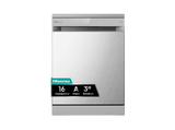 Lavavajillas - Hisense HS673A90X, 16 servicios, 7 programas, 59.9 cm, Conectividad Wi Fi, Tercera bandeja, Inox