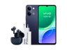 Móvil - vivo Y21 5G, Voyage Black, 256GB, 4GB RAM, 6.74" 1200 nits, MediaTek Dimensity 6300, 6500mAh + Auriculares TWS 3e + Cargador FlashCharger 44W