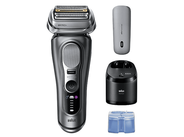 Afeitadora - Braun Series 9 PRO+ Afeitadora Eléctrica 9675CC, Pro SensoAdapt, Powercase, Centro de limpieza SmartCare, 60 min autonomía, Gris grafito