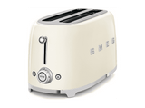 Tostadora - Smeg TSF02CREU, 1500W, 4 rebanadas, 6 niveles, Función descongelar y bagel, Vintage, Crema