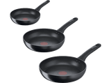 Set de sartenes - Tefal Titanium Excellence G1510S, 3 sartenes, Revestimiento antiadherente de titanio, Inducción, Negro