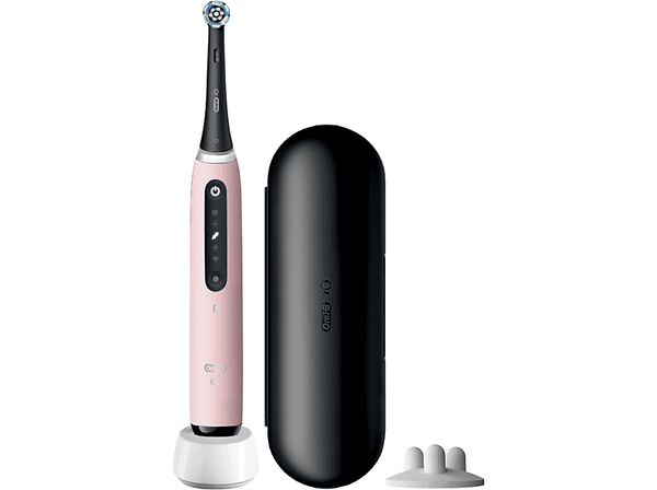 Cepillo eléctrico - Oral-B iO 5S, 1 cabezal , Estuche de viaje, Diseñado por Braun, Rosa