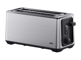 Tostadora - Braun HT5220, 1470 W, 2 ranuras, 4 rebanadas, 8 niveles de tostado, Acero inoxidable / Negro