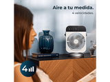 Ventilador de sobremesa - Cecotec EnergySilence 600 DeskChill Smart Rotate Ice, 300 ml, 4 velocidades, Oscilación, AutoOff, Blanco
