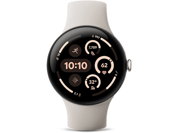 Smartwatch - Google Pixel Watch 3, 45 mm, S-L, Aluminio 100% reciclado, Porcelana