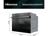 Horno - Hisense BSA66346ADBG, Multifunción, Hidrolítico, 77 l, 59.5 cm, WiFi, Doble Grill, Air Fry, Negro