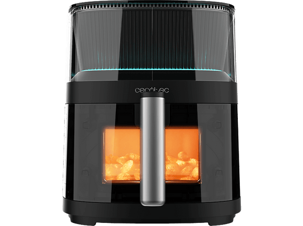 Freidora de aire - Cecotec Cecofry Neon 5000, 1500 W, 5L, Ventana, Auto-dosificador de agua,  Pulveriza automáticamente, 10 menús, Black