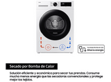 Secadora bomba de calor - Samsung DV90DG52A0AEEC, 9 kg, 14 programas, Inteligencia Artificial y SmartThings Clase A+++, Blanco