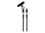 Cordón para móvil - Panda Lanyard, 1.2m Cable, USB-C, Goma, Carga rápida, 60W, Negro