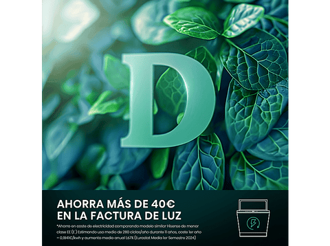 Lavavajillas integrable - Hisense HV16D5, 16 servicios, 6 programas, 59.8 cm, Cestas flexibles, Tres programas, Sin Panelar