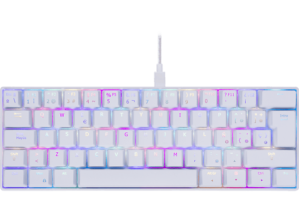 Teclado gaming - ISY IGK 5000-WT-ES, Cable 1.8 m, Mini, Retroiluminación, Blanco