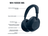 Auriculares inalámbricos - Sony WH-1000XM6, Cancelación ruido, 30h Autonomía, Hi-Res, Carga Rápida, Cómodo, Plegable, iOS/Android, Azul