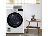 Secadora bomba de calor -  LG RH80V9AV4N, 8 kg, 14 programas, Dual Inverter Compressor™, Eco Hybrid™, Display Gran LED, Blanco