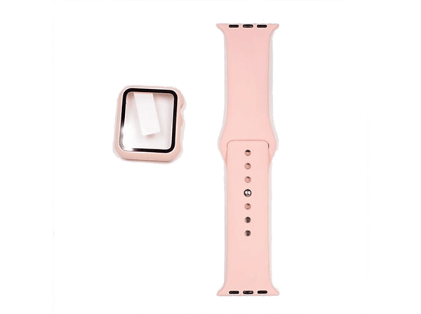 Correa - Friendly License FRSWB072, Incluye Protector de Pantalla, Compatible con Apple Watch 38/40/41 mm, Silicona, Rosa