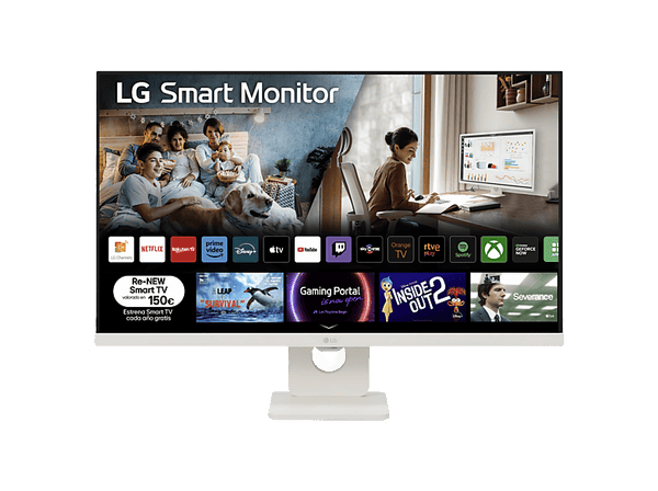 Monitor - LG 27U731SA-W, 27" UHD 4K, 60 Hz, 5 ms, Smart Monitor,  IPS, 2x HDMI, HDR10, Altavoces incorporados, Blanco