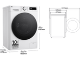 Lavadora carga frontal - LG F2WR5S08AGW, Serie fondo especial 500, 8 kg, 1200 rpm, 12 programas,  AI Direct Drive™, Steam™, Blanco