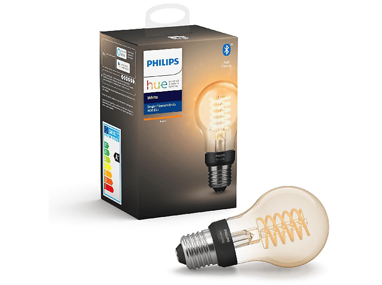 Bombilla Bluetooth - Philips Hue, Filamento estándar LED E27, Luz blanca cálida, Domótica