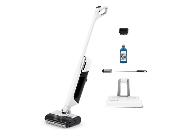 Fregona Eléctrica - Rowenta X-Clean 12 GZ7257, Tenología Wet & Dry, Gran Autonomía, Autolimpieza y secado automático, 21 k Pa, Fregado 550 rpm, Blanco