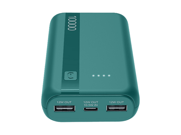 Powerbank - CellularLine Essential, 10000 mAh, 12W, 72 horas, USB C, USB A, Azul