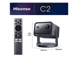 Mini proyector - Hisense C2, Láser Tricolor, Dolby Vision, IA Upscaling, Hasta 300, Gris metalizado