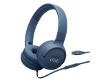 Auriculares - JBL Tune 520C, Cable, Circumaurales, USB-C, Micrófono, Plegable, Azul