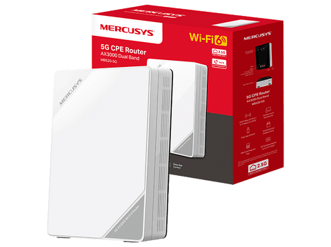 Router - Mercusys MB520-5G WiFi 6, 2402 Mbps, Ranura Nano SIM, Puerto LAN/WAN 2.5G, Hasta 256 Dispositivos, Compatible con EasyMesh y VoLTE, Blanco