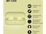 Auriculares True Wireless - Sony WFC510Y, Ligeros, Bluetooth, Conexión multipunto, Sonido ambiente, Spotify Tap, Carga rápida, 22h, IPX4, Amarillo