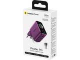 Cargador de pared - Baseus PicoGo AH22,  100W, USB-C, Carga ultrarrápida simultánea, Triple puerto, Pantalla inteligente, Con cable 1m, Dark Cherry