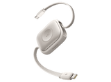 Cable USB-C - Baseus All-in-One retráctil, 90 cm, Tipo C a Tipo C, Universal, Carga rápida, 100W, Carga SmartWatch 2.5W, Blanco Starlight