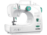 Máquina de coser -  Solac SW8231, 16 puntadas. ojal, brazo libre, carga vertical, con y sin pedal, asa de transporte. 2 bobinas - agujas, blanco