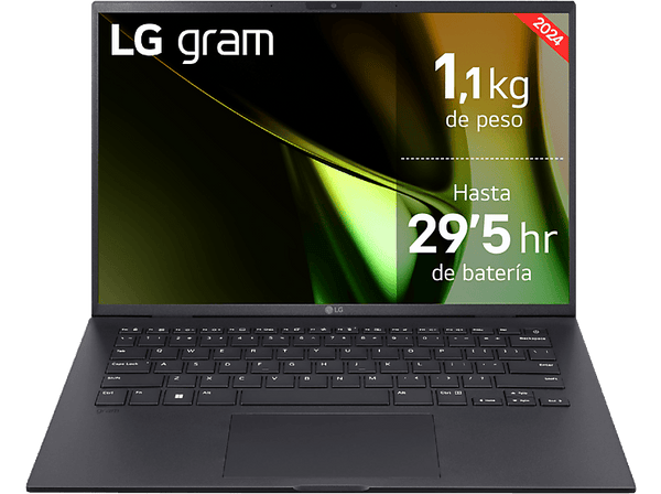 Portátil - LG 14Z90S-G.AD76B, 14" WUXGA, Intel® Evo™ Edition Core™ Ultra 7-155H, 32 GB RAM, 512 GB SSD, Arc™ GPU, W11H, Negro Obsidiana