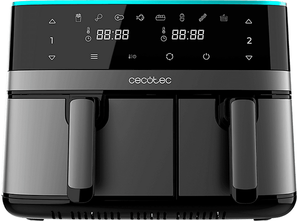 Freidora de aire - Cecotec Cecofry DuoSize 9000, 2700 W, 9 L, Cocción dual, Dos cubetas independientes 5.5L-3.5L, 8 Modos, Black