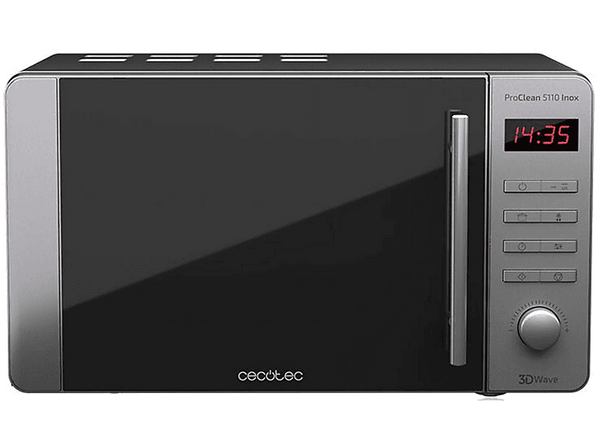 Microondas con grill - Cecotec ProClean 5110, 800W, 5 niveles, Tecnología 3DWave, 20 l, Inox