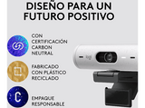 Webcam - Logitech Brio 500, Full HD 1080p, Enfoque automático, Micrófonos con reducción de ruido, Obturador de privacidad, USB-C, Blanco