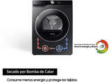 Secadora bomba de calor - Samsung DV90T6240LB/S3, 9 kg, 16 programas, Inteligencia Artificial y SmartThings™, Negro
