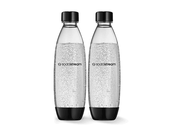 Botella - SodaStream Fuse 1L Negro Twin Pack, Compatible con Spirit, Terra, Art, Duo, Enso, Transparente/Negro