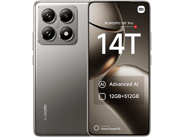Móvil - Xiaomi 14T Pro, Gris Titanio, 512 GB, 12 GB RAM, 6.67" 1.5K, Mediateck Dimensity 9300+, 5000 mAh, Android-HyperOS