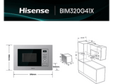 Microondas con grill integrable - Hisense BIM320G41X, 1000 W, 5 niveles, Auto-Limpieza, 20 l, Inox