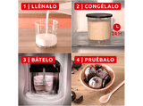 Heladera - Moulinex Dolci, 9 Programas de postres helados, 3 tarrinas de tritán, 1,4 L, 600W, Resultados cremosos, Autolimpieza, Blanco